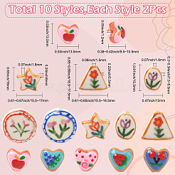 20Pcs 10 Styles Flower Theme Handmade Porcelain Beads&nbsp;LAMP-SC0001-64