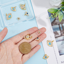 10Pcs 5 Style Eye Brass Micro Pave Cubic Zirconia Charms&nbsp;KK-DC0003-49