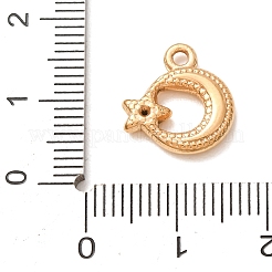 304ステンレススチールチャーム  星のチャームが付いた月の装飾  ゴールドカラー  13.5x13x2.5mm  穴：1.6mm&nbsp;SA-CBAB6EC-04G
