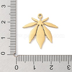 304ステンレスペンダント  レーザー切断  ゴールドカラー  葉  21.5x21x1mm  穴：1.5mm&nbsp;LS-STAS-G319-01E