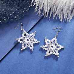 Electroplate Glass & Non-magnetic Synthetic Hematite Beads Dangle Earrings&nbsp;EJEW-JE05240