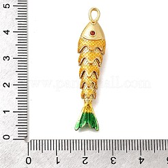 真鍮製マイクロパヴェキュービックジルコニアペンダント  エナメル  魚  18KGP本金メッキ  ゴールド  46.5x10.5x8mm  穴：3.5x2.5mm&nbsp;KK-Z125-13G-01