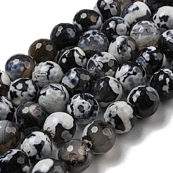 Faceted Natural Fire Crackle Agate Beads Strands&nbsp;G-F447-12mm-N13