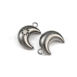 304ステンレスペンダント  ラインストーン付き  ムーンチャーム  ミックスカラー  15.5x10.5x5.5mm  穴：1.6mm&nbsp;STAS-I342-11P