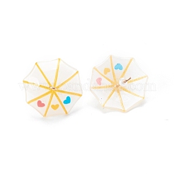 樹脂チャーム  黄金の鉄のパーツと  3d傘  ホワイト  19x22x22mm  穴：2mm&nbsp;X-CRES-M007-04C