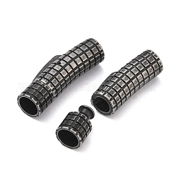 304ステンレススチール製バヨネット留め具  カーブチューブ  テクスチャ  丸い穴  アンティークシルバー  30x8x9.5mm  穴：6mm&nbsp;STAS-A138-05AS