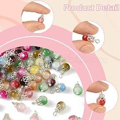 100Pcs 10 Colors Crackle Baking Paint Imitation Jade Glass Charms&nbsp;PALLOY-FS00056
