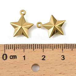 304ステンレススチールチャーム。スターチャーム  18KGP本金メッキ  15x12.5x4mm  穴：1mm&nbsp;STAS-A190-05G