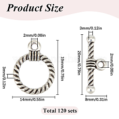 120Pcs Tibetan Style Alloy Toggle Clasps&nbsp;TIBE-SP0001-02