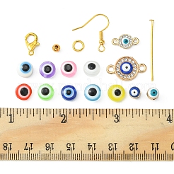 ナザールボンジュウのテーマ diy イヤリング ジュエリー製作キット  180個の樹脂ビーズ  4個の合金リンク  合金エナメルビーズ12個。  10個の鉄のピアスフック  20個の亜鉛合金カニカン  ミックスカラー&nbsp;DIY-FS0003-69