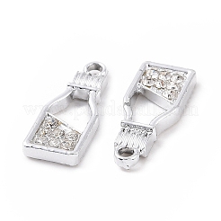 合金ラインストーンペンダント  プラチナトーンのボトルチャーム  クリスタル  20.5x8x2mm  穴：1.8mm&nbsp;ALRI-C008-07P