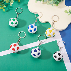 6Pcs 6 Colors Plastic Football Pendant Keychains&nbsp;KEYC-TA0001-60