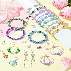 DIY ガラスビーズイヤリング作成キット  グリーン  8~9mm  穴：1mm&nbsp;DIY-YW0011-24