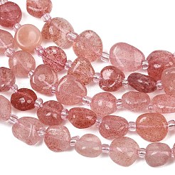 天然石ストロベリークォーツビーズ連売り  ナゲット  グレードA  8~15x7~11x3.5~7.5mm  穴：0.8mm  約31~39個/連  15.75''（40センチメートル）&nbsp;GG-CBA3A44-C01-02
