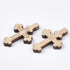 ウッドペンダント  クロス  小麦  33x21.5x4mm  穴：1.5mm&nbsp;X-WOOD-S050-33C