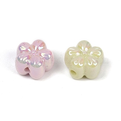 UVメッキ不透明アクリルビーズ  虹色の  スモモの花  ミックスカラー  12.5x13x8mm  穴：2mm&nbsp;MACR-L007-06A