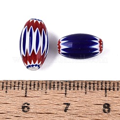 手作りのミルフィオリガラス樽ビーズ  シェブロンビーズ  ダークブルー  10~14x6~9mm  穴：0.5~2.5mm&nbsp;LS-LA-N002-03D