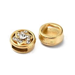 イオンプレーティング（IP）304ステンレススチールスライドチャーム  ラインストーン付き  18KGP本金メッキ  スター  10.5x6mm  穴：6.5x2mm&nbsp;STAS-C089-06O-G