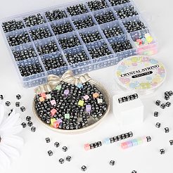 DIYジュエリー作成キット  2300個の立方体不透明アクリル文字a〜zビーズを含む  文字アクリルビーズと弾性クリスタル糸を備えた50個の立方体  ミックスカラー  ビーズ：5~6.5x5~6x5~6mm  穴：2~3.5mm  2350個/セット&nbsp;DIY-LS0003-77A