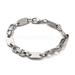 304ステンレススチール製オーバルリンクチェーンブレスレット女性用男性用  ステンレス鋼色  8-1/4インチ（20.8cm）&nbsp;BJEW-A033-04P