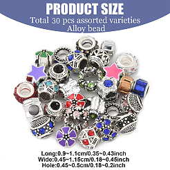 30Pcs 10 Styles Alloy European Beads&nbsp;MPDL-YW0001-03