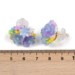 Flower Glass Plastic Stud Earrings&nbsp;FS-WG119A6-02