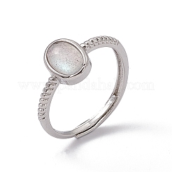 Oval Natural Labradorite Adjustable Rings&nbsp;RJEW-G273-04P-01