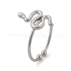 女性用スネーク 304 ステンレススチール オープンカフリング  ステンレス鋼色  ヘビ：10x16mm  内径: 調節可能&nbsp;RJEW-M049-02P