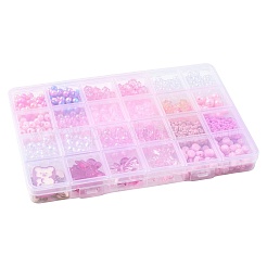 DIYジュエリーキット  アクリルビーズを含む  ABSプラスチックパール調ビーズ  ガラスシードビーズ  合金エナメルチャーム  ピンク&nbsp;DIY-FS0003-71