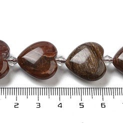 天然石ペトリファイドウッドビーズ連売り  ハート  シードビーズで  19~19.5x20x10mm  穴：1.5mm  約17個/連  15.75インチ（40cm）&nbsp;G-C150-A08-01
