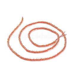 電気メッキガラスビーズセット  フル虹メッキ  多面カット  ロンデル  レッドオレンジ  2x1.5mm  穴：0.6mm  約208~220個/連  34~36cm&nbsp;EGLA-F149-FR-03
