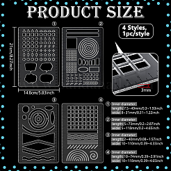4Pcs 4 Styles Acrylic Measuring Geometric Drawing Template&nbsp;AJEW-BC0009-03