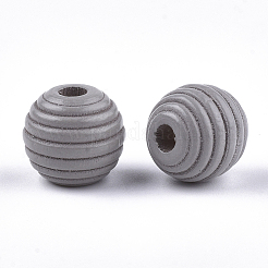 塗装天然木蜂の巣ビーズ  ラウンド  ライトグレー  12x11mm  穴：3mm&nbsp;WOOD-S049-04A-08