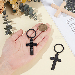4Pcs Cross Stainless Steel Pendant Keychains&nbsp;KEYC-UN0001-28