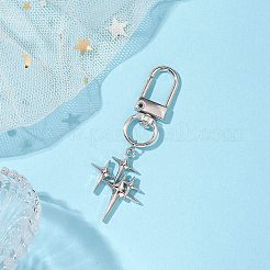 スター合金ペンダント装飾  スイベルクラスプチャーム  バックパックのキーホルダーの装飾品  プラチナ  63mm&nbsp;HJEW-JM02029-01