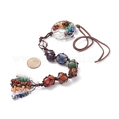 Chakra Natural Mixed Gemstone Woven Pendant Decorations&nbsp;HJEW-JM00659