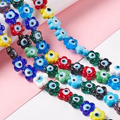 Handmade Evil Eye Lampwork Beads Strands&nbsp;LAMP-F024-03B