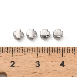304ステンレススチールビーズ  クロス  ステンレス鋼色  4x4x2.5mm  穴：1.4mm&nbsp;STAS-D204-04P