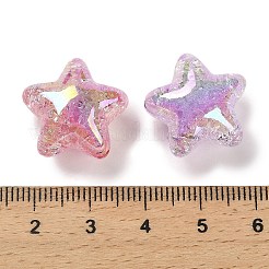 UVメッキ透明レインボー虹色アクリルビーズ  五芒星形  ミックスカラー  18x19x13mm  穴：2mm&nbsp;TACR-R001-07A
