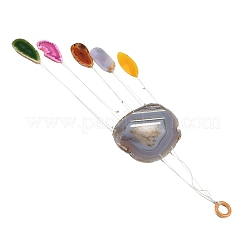 Wood & Natural Dye Agate Wind Chime Pendants&nbsp;HJEW-H054-03