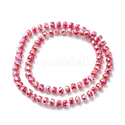 ガラスビーズ連売り  多面カット  フラットラウンド  レッド  8x5mm  穴：1.5mm  約78~80個/連  20.47~21.25インチ（52~54cm）&nbsp;GLAA-G095-05F