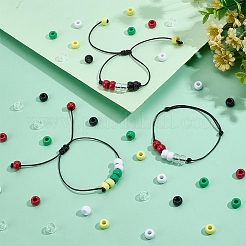 DIYジュエリー作成キット  アクリルヨーロピアンビーズ200個付き  1000 個 5 色不透明プラスチックビーズ  90mのワックス付きポリエステルコード  ミックスカラー  9x6mm  穴：4mm&nbsp;DIY-PH0033-88