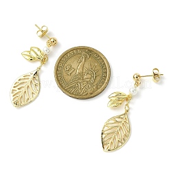 Hollow Leaf Brass Dangle Stud Earrings&nbsp;EJEW-TA00372