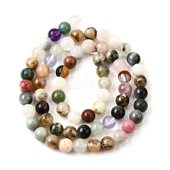 Natural Quartz Crystal & Rhodochrosite & Rose Quartz & Amethyst & Strawberry Quartz & Tourmalinated Quartz/Black Rutilated Quartz Beads Strands&nbsp;G-B143-A01-6mm