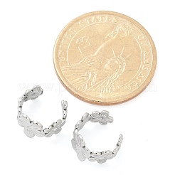 女性用304ステンレススチールフラワーカフイヤリング  プラチナ  12.5x8mm&nbsp;EJEW-A118-03P