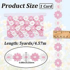 デイジー刺繍ポリエステルリボン  厚紙ディスプレイカード付き  ピンク  1インチ（25mm）&nbsp;OCOR-CY0004-07