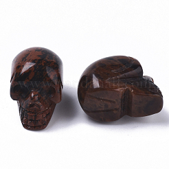 ハロウィンの天然マホガニー黒曜石ビーズ  穴なし/ドリルなし  スカル  18~20x16.5~18x24~25mm&nbsp;G-R473-04B