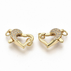 Brass Micro Pave Clear Cubic Zirconia Lobster Claw Clasps&nbsp;ZIRC-S066-021