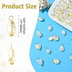 65 個 13 スタイルの ABS プラスチック模造パールペンダント  ナゲット  304ステンレススチールフラットヘッドピンループ付き  18KGP本金メッキ  17~22mm  5個/スタイル&nbsp;PALLOY-CJ00169