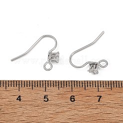 シェグレース 真鍮 パヴェ キュービックジルコニア イヤリング金具  耳ワイヤー  プラチナ  14x4.5mm  穴：2mm  ピン：0.7mm&nbsp;XGRQ4S985-740P